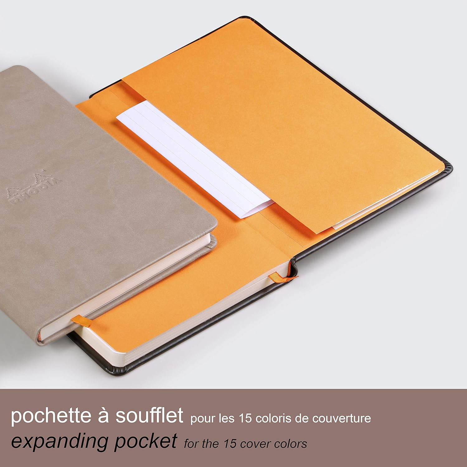 RHODIArama Webnotebook A6 Ivory Lined Hardcover-Taupe