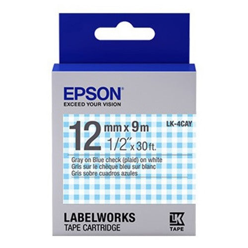 EPSON LW Tape Pattern 12mmx8M Gray on Blue Check