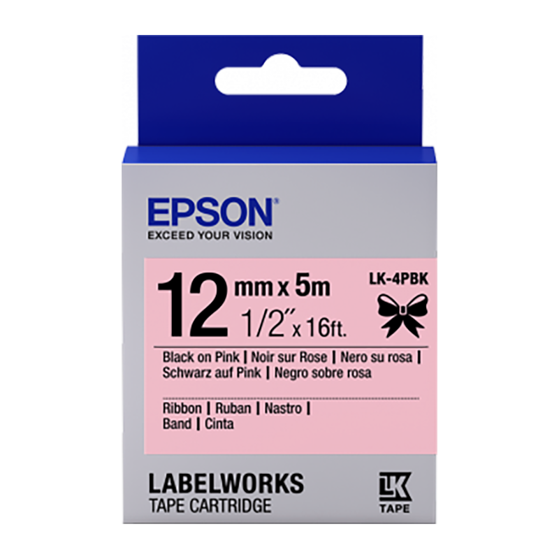 EPSON LW Tape Ribbon 12mmx5M Black on Pink Ribbon Default Title