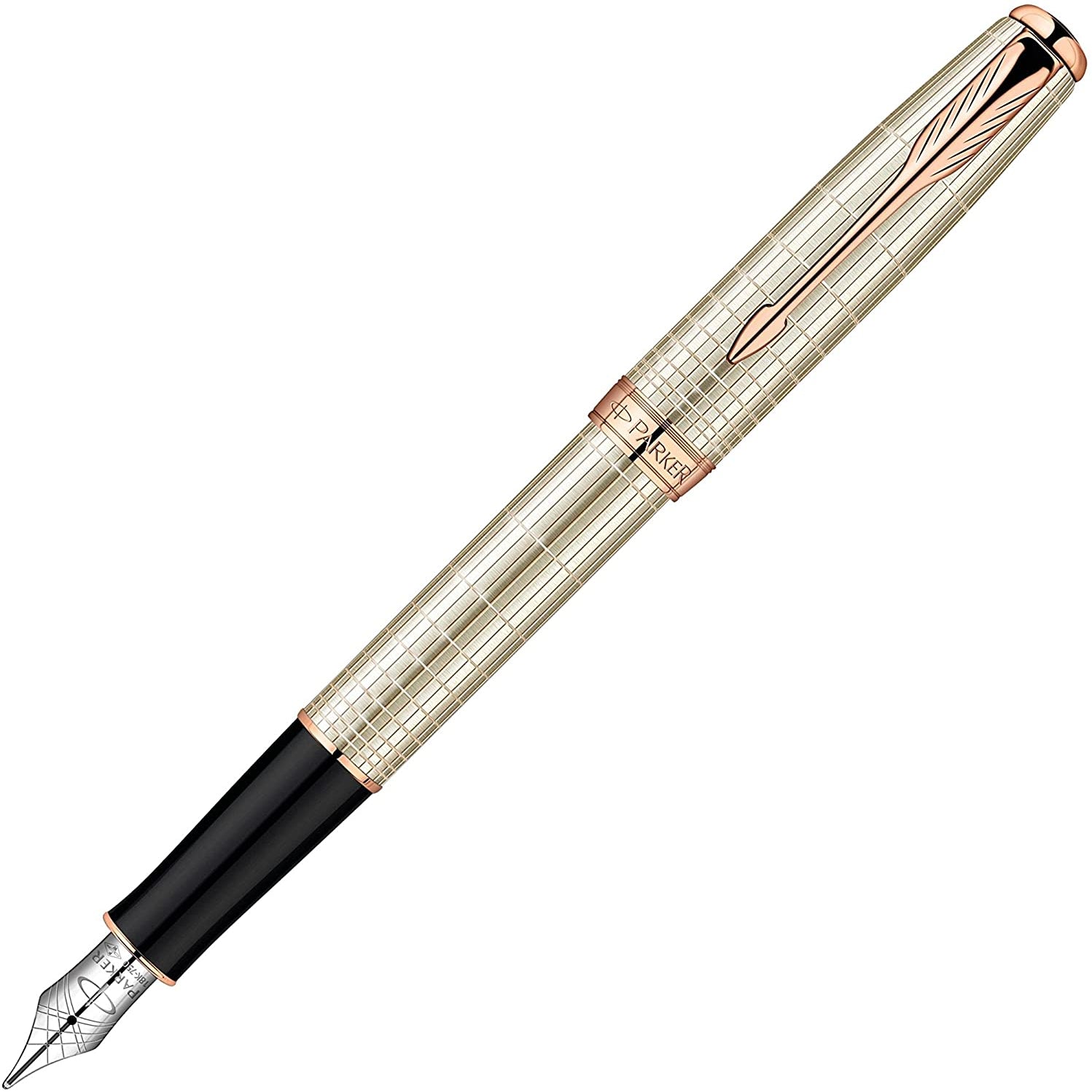 PARKER Sonnet 13 Chiseled Silver with Pink Gold Trim Fountain Pen-Medium