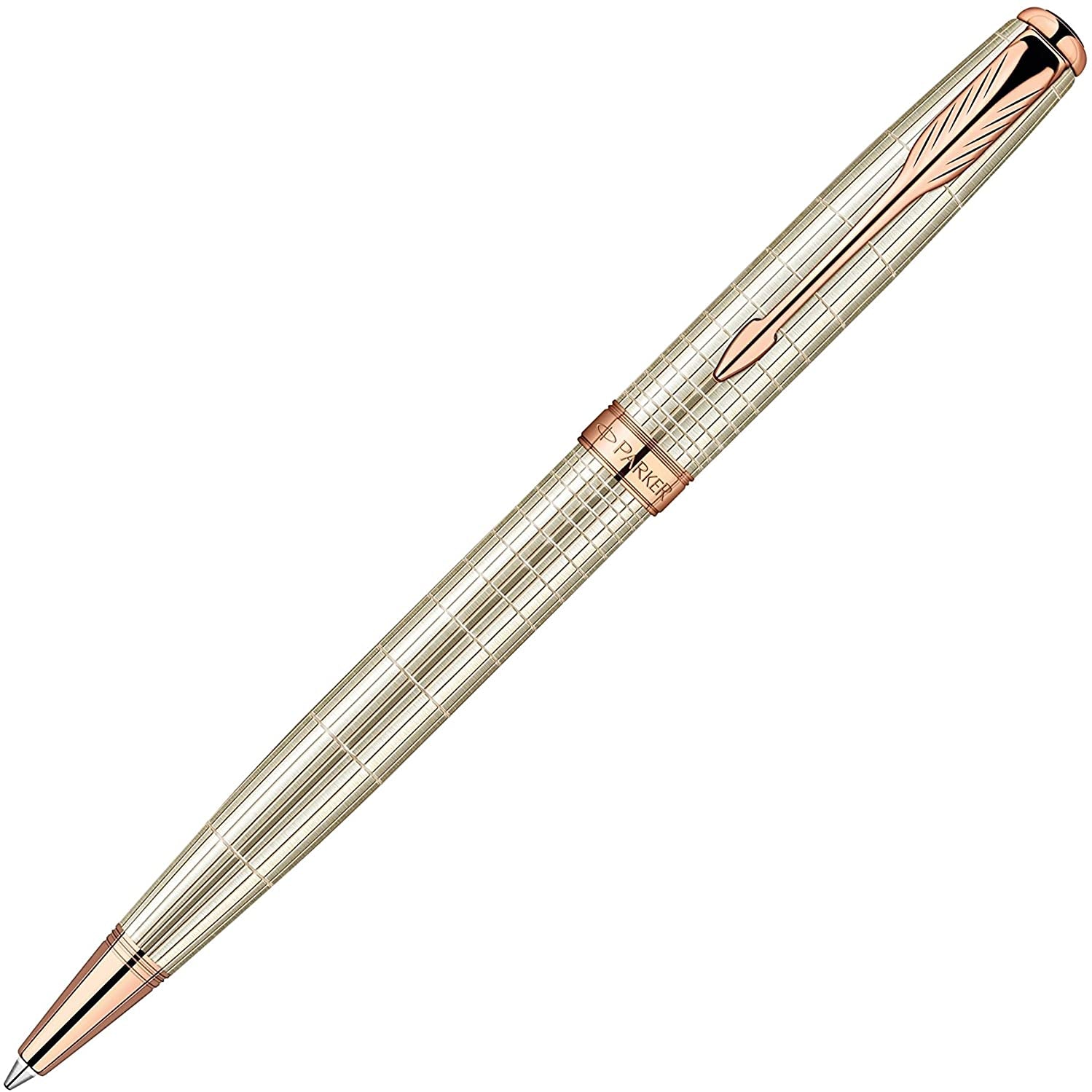 PARKER Sonnet 13 Chiseled Silver with Pink Gold Trim Ball Pen