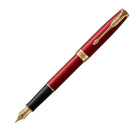 PARKER Sonnet Shiny Red Laquer with Gold Trim Fountain Pen-Medium 18k Gold Nib