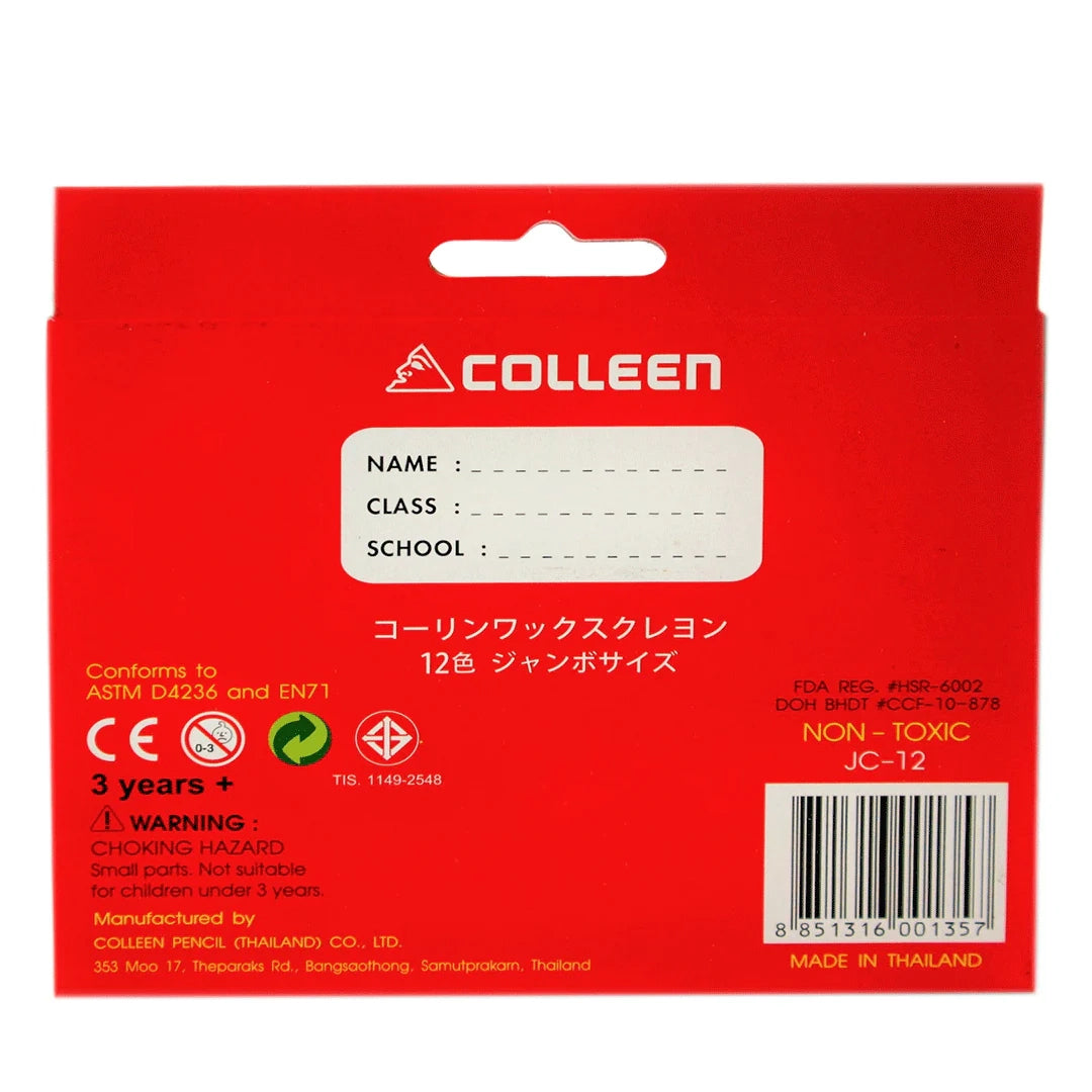 COLLEEN Wax Crayon Jumbo Rd JC-12 12 Cols