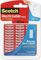 3M Scotch Restickable Strips R101 1x1in 6s Clear