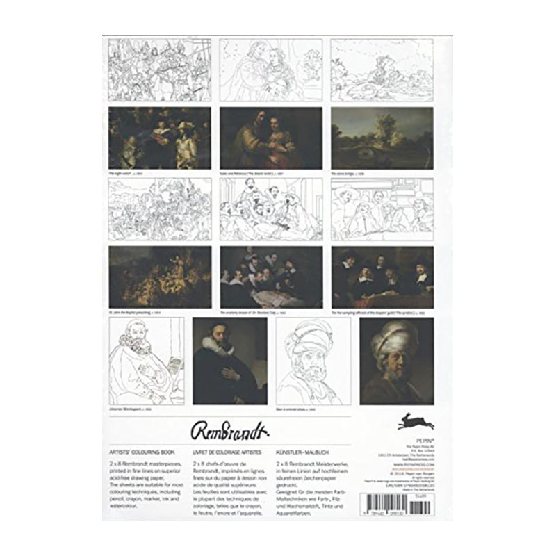 PEPIN Artists' Colouring Book Rembrandt Paintings