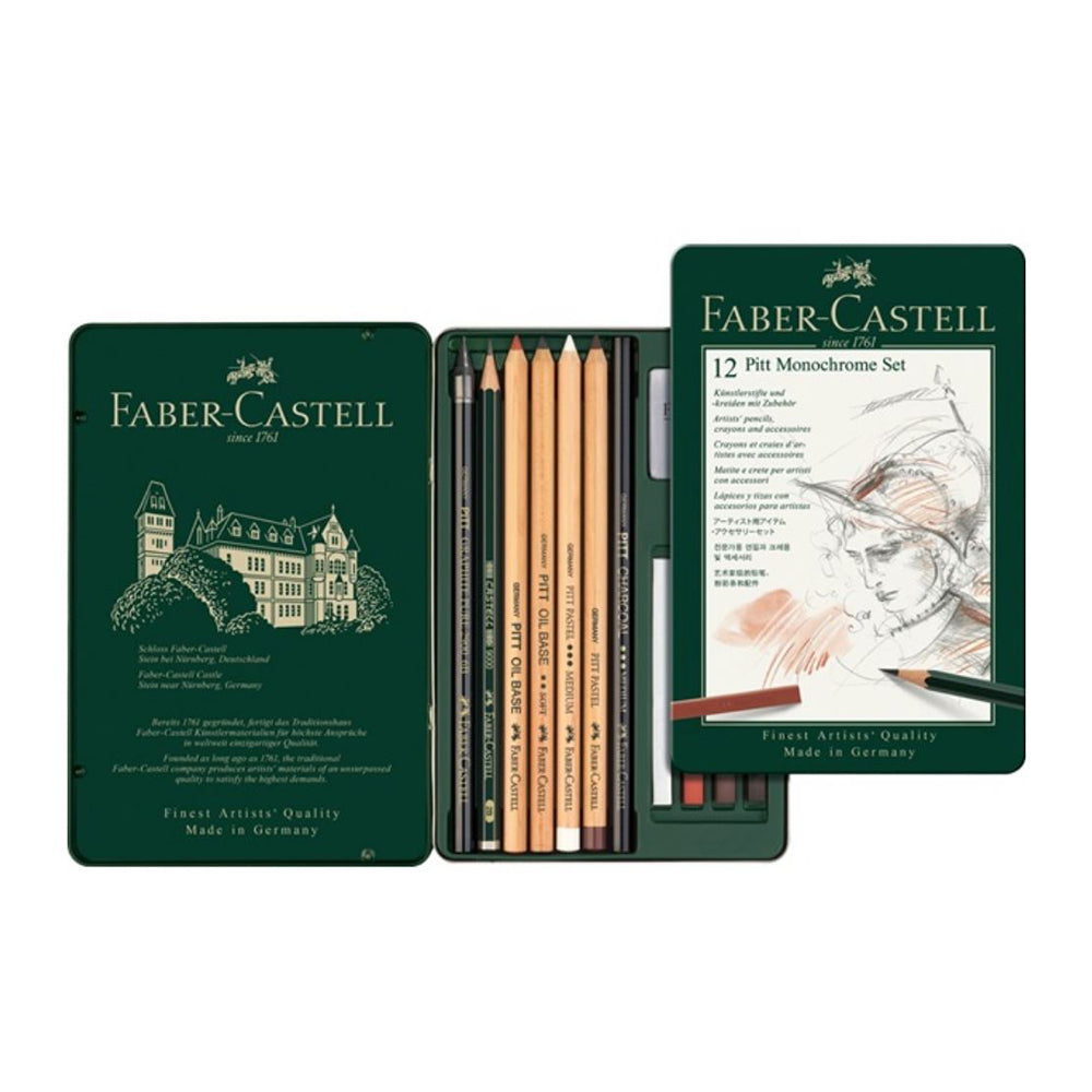 FABER-CASTELL PITT Monochrome Set Tin of 12 Small