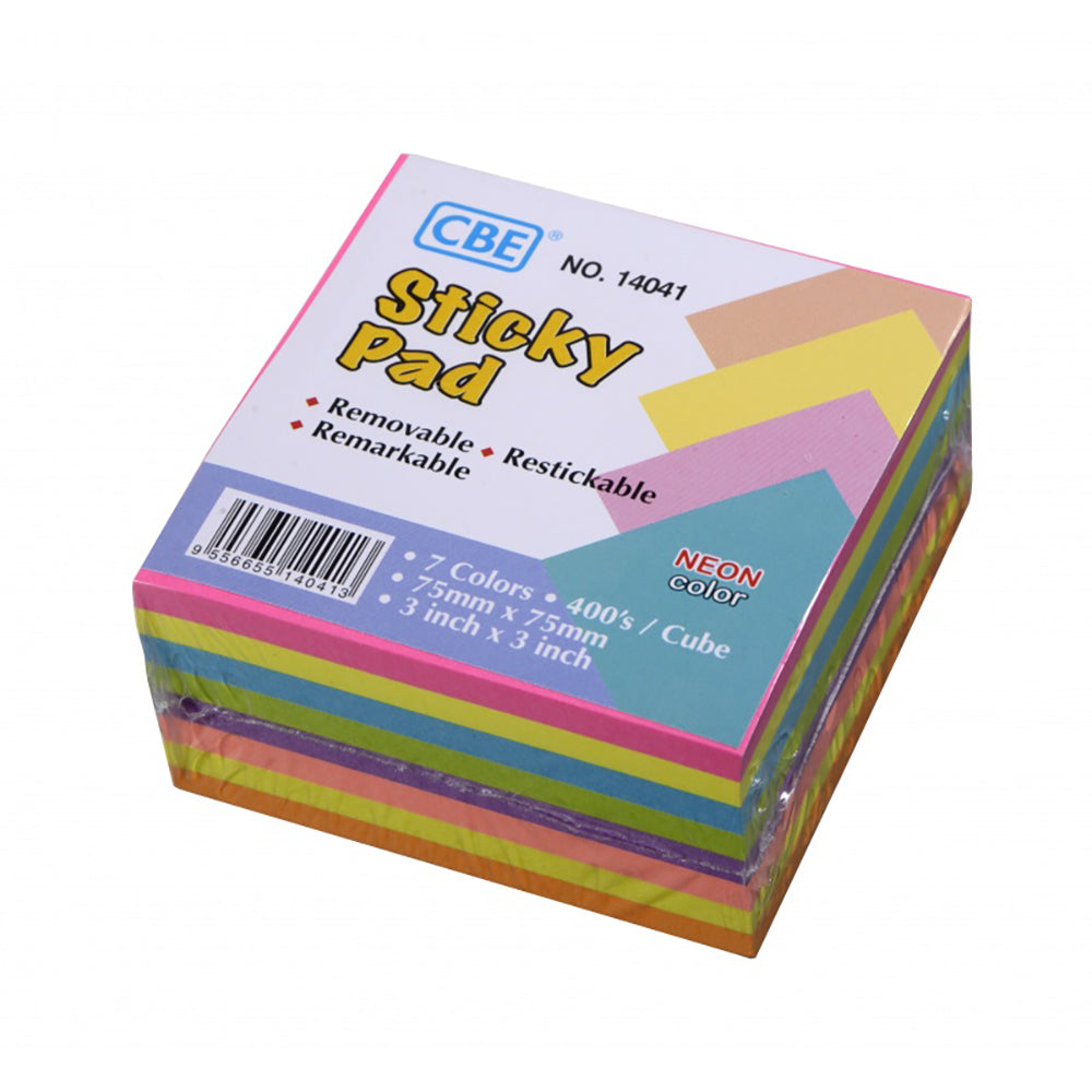 CBE Sticky Pad 14041 Neon Col 75x75mm