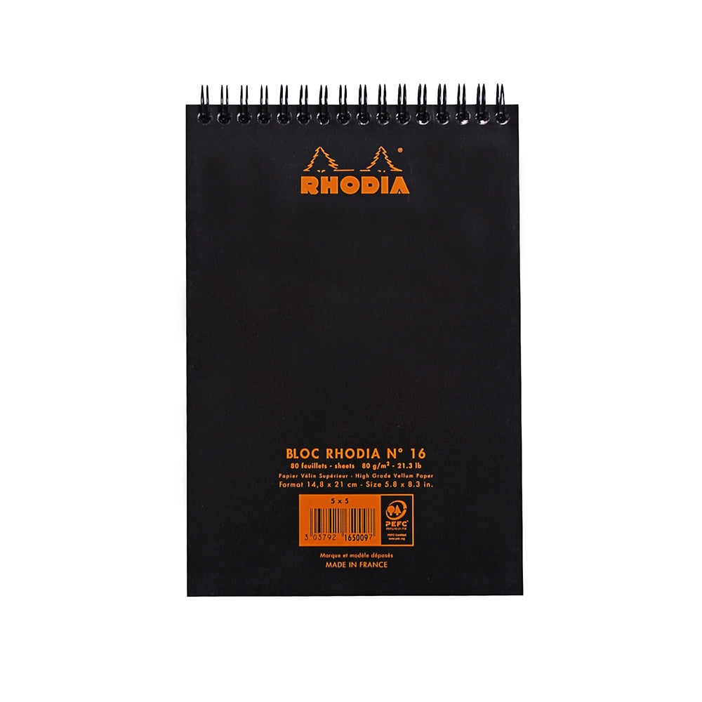 RHODIA Classic Notepad A5 148x210mm 5x5 Sq Black Default Title
