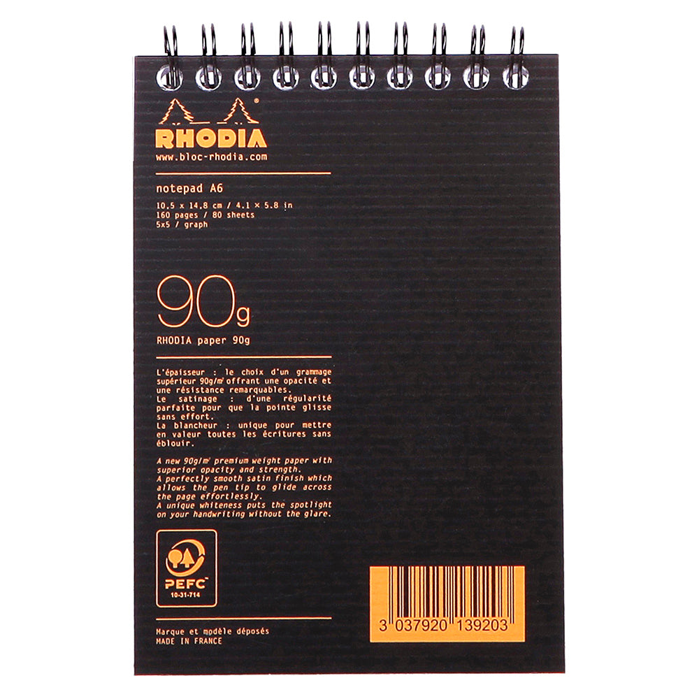 RHODIActive Notepad A6 105x148mm 5x5 Sq Black