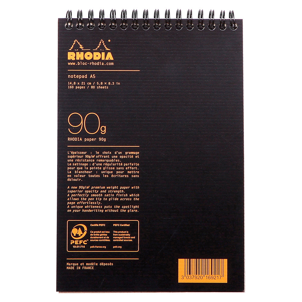 RHODIActive Notepad A5 148x210mm Lined Black