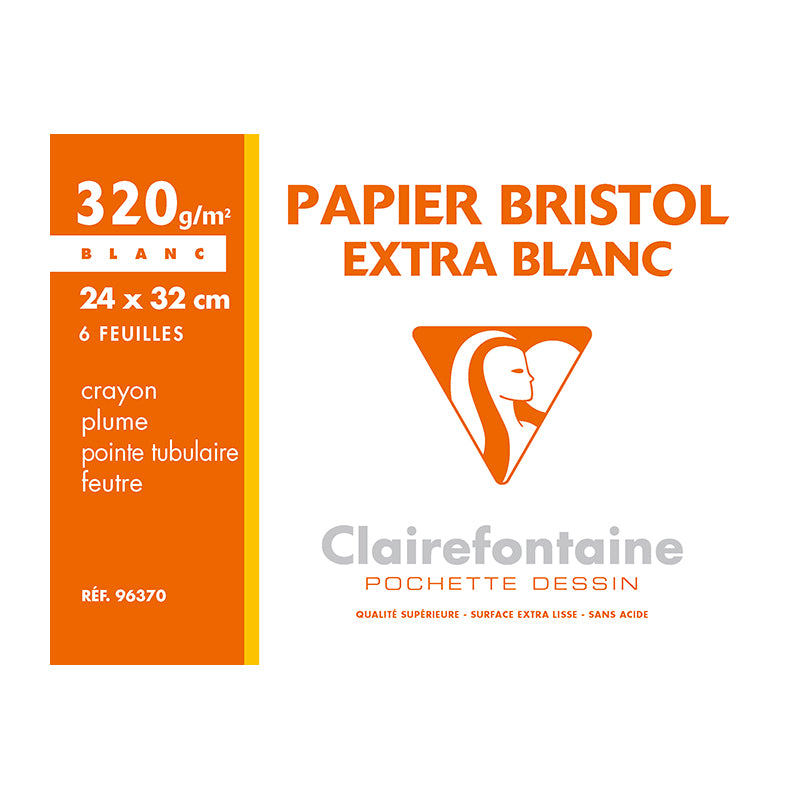 CLAIREFONTAINE Bristol Paper 24x32cm 320g 6s Plain White Default Title