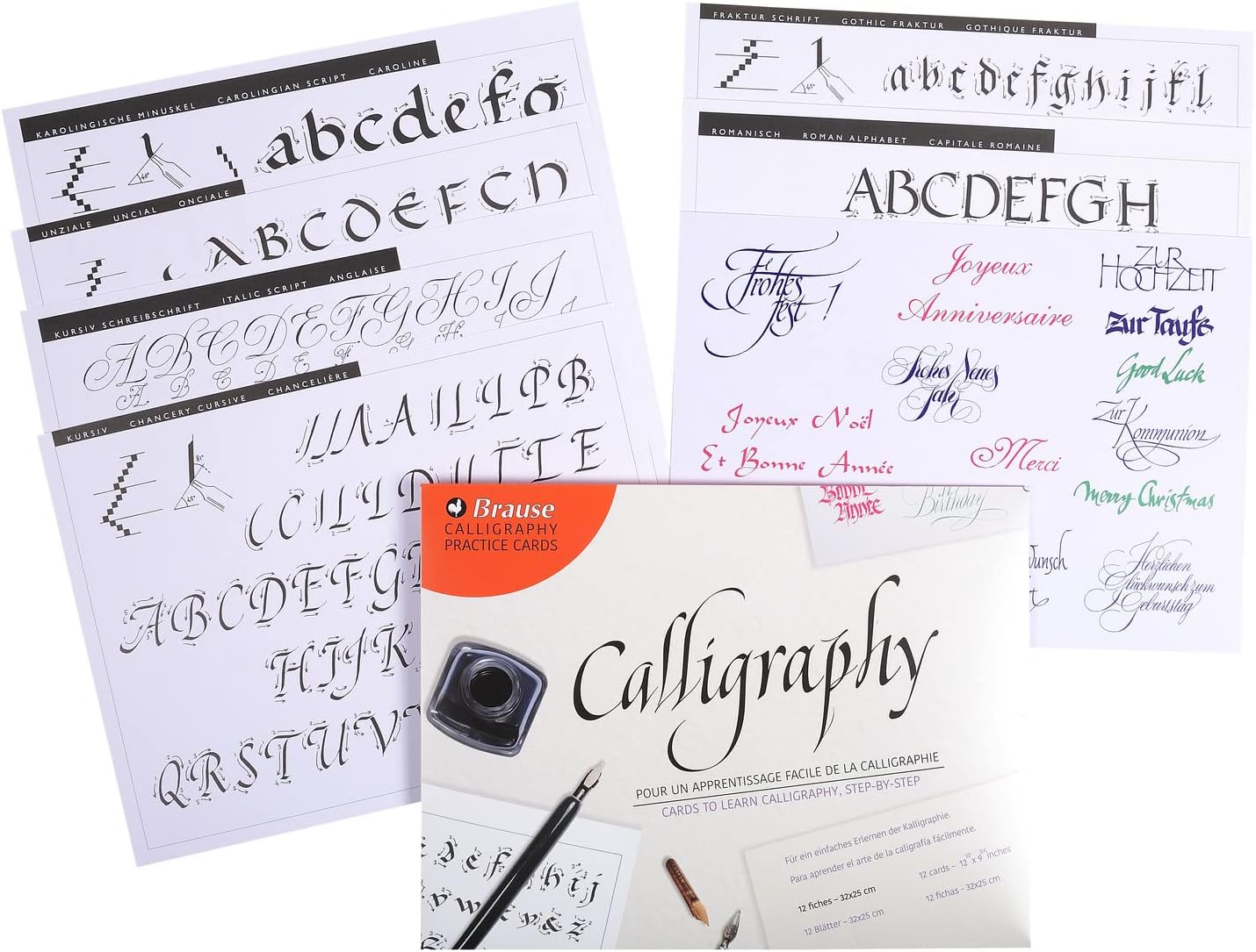 BRAUSE Calligraphy Practice Cards 12s 10x13cm