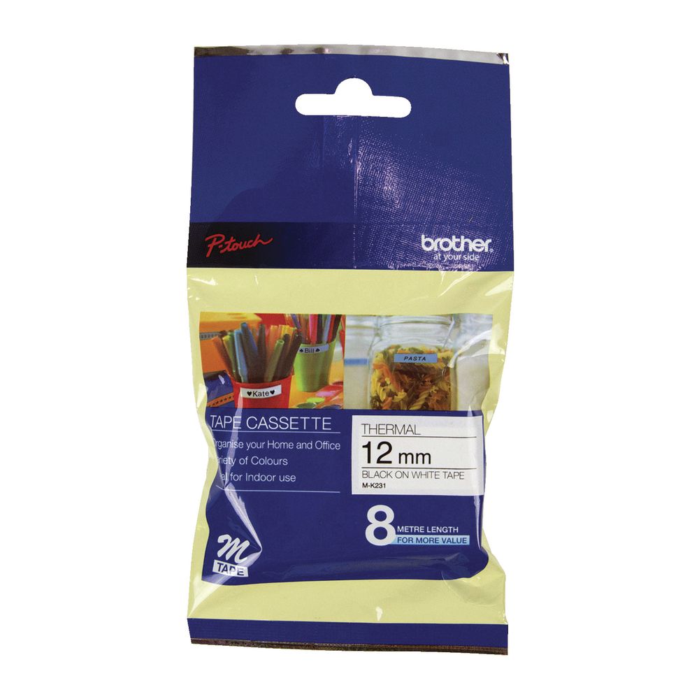BROTHER M-Tape M-K231 12mm Black on White
