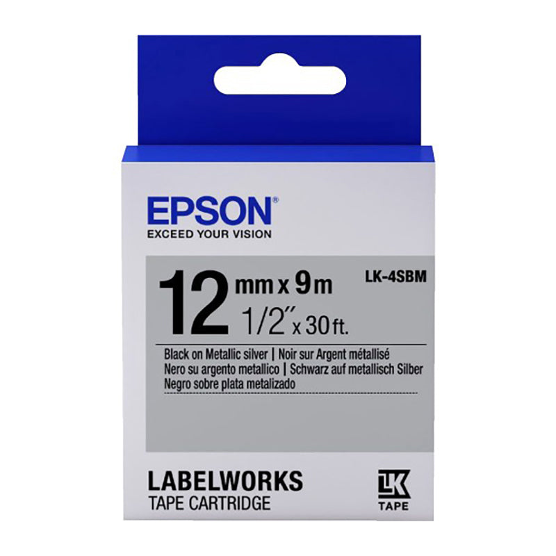 EPSON LK Tape Metallic 12mmx9mm Black on Silver Default Title