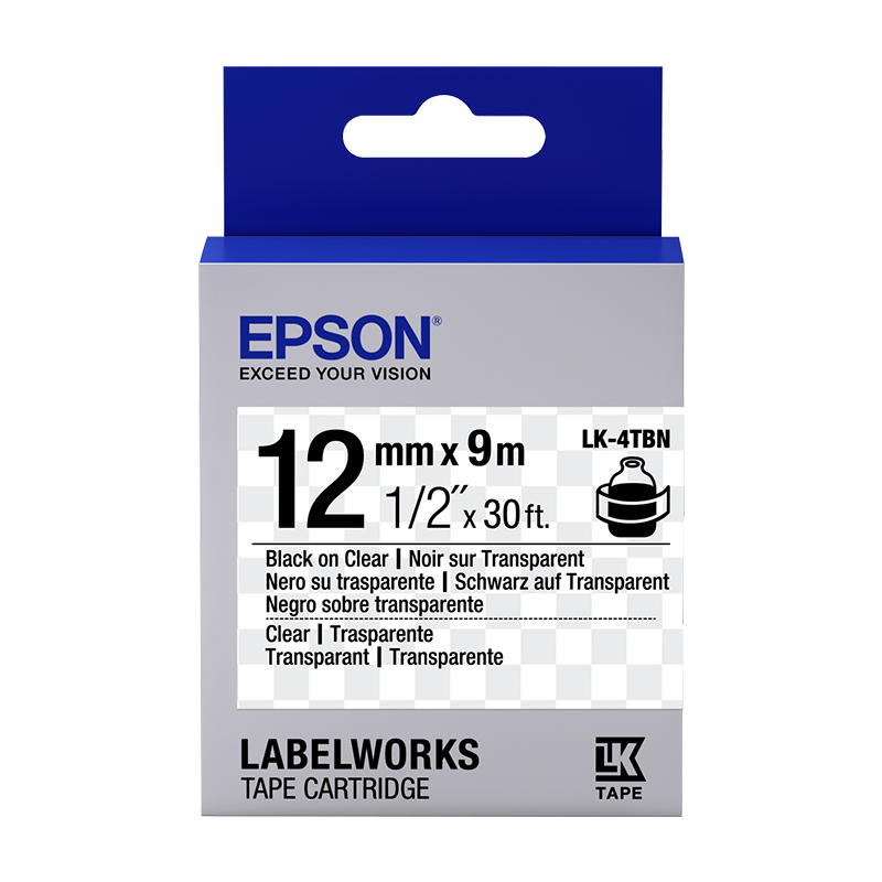 EPSON LK Tape Transparent 12mmx9m Black on Transpa Default Title