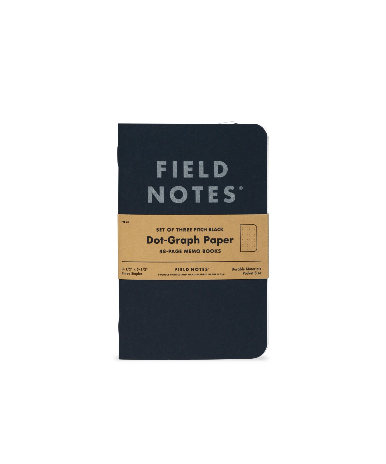 FIELD NOTES Pitch Black Memo Book Dot-Graph 3-Pack Default Title