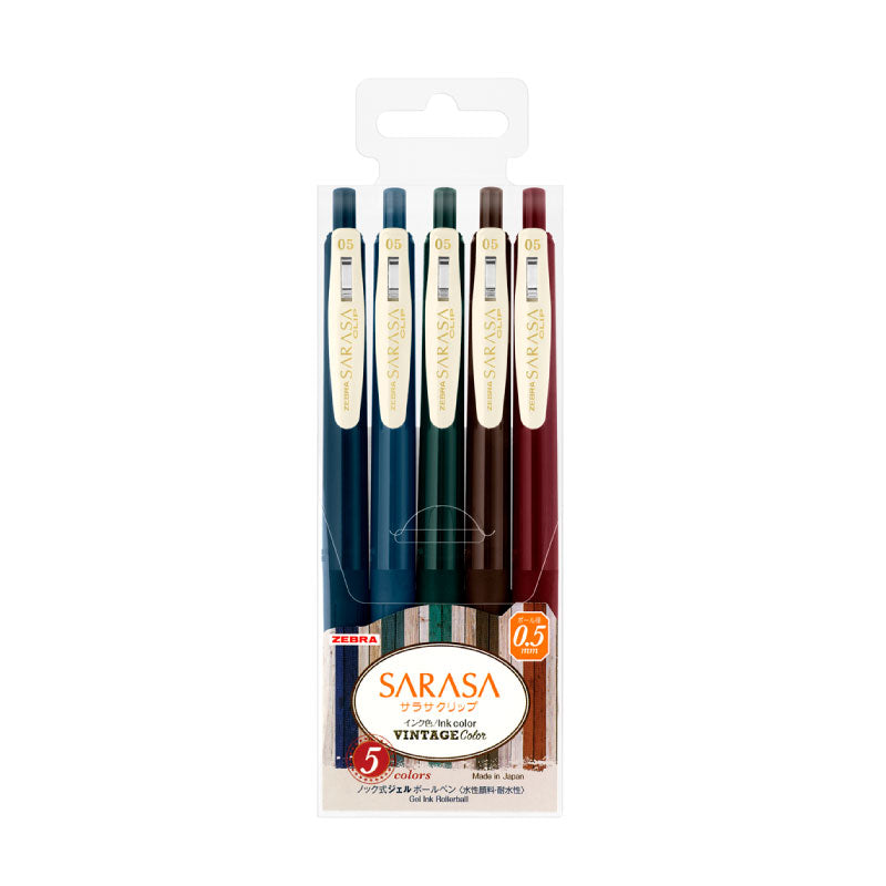 ZEBRA Sarasa Clip 0.5mm 5 Col Set-Vintage