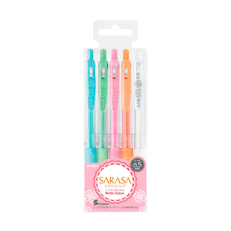ZEBRA Sarasa Clip 0.5mm 5 Col Set-Milky