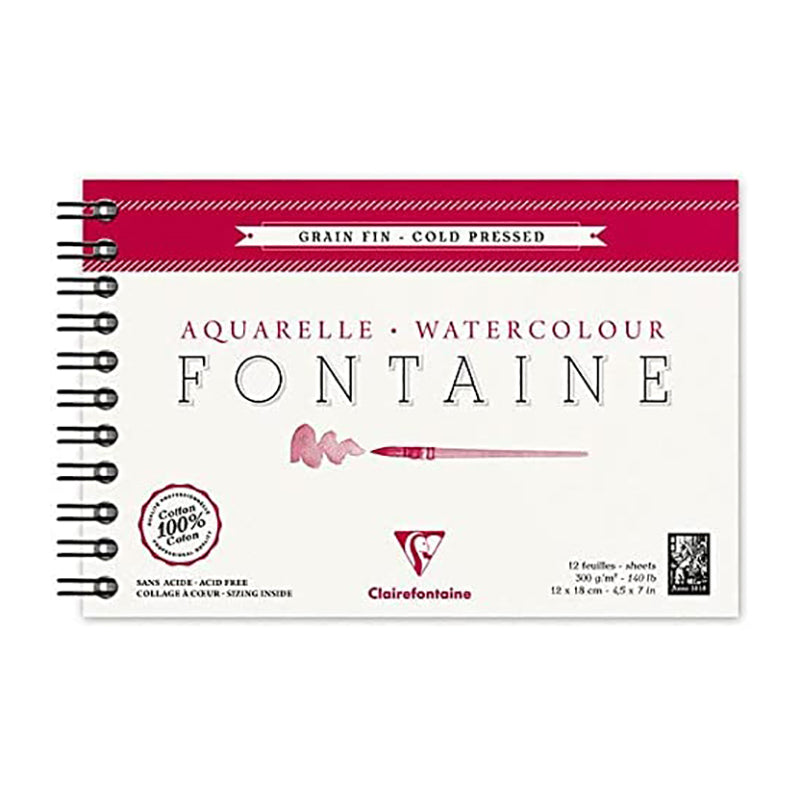 CLAIREFONTAINE Fontaine Wirebound Cold Pressed 300g 12x18cm 12s Default Title