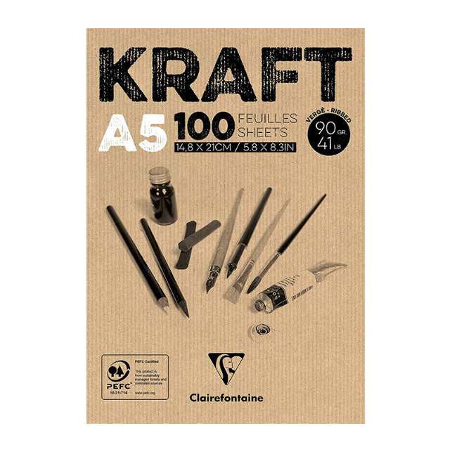 CLAIREFONTAINE Kraft Pad A5 90g 100s Brown Default Title