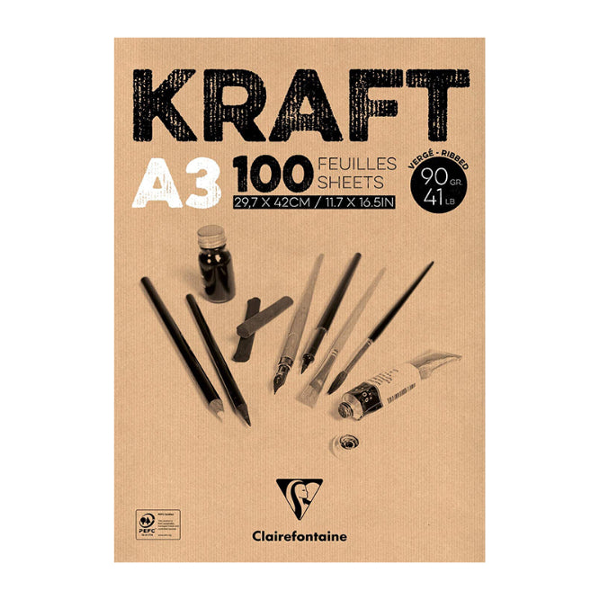 CLAIREFONTAINE Kraft Pad A3 90g 100s Brown Default Title