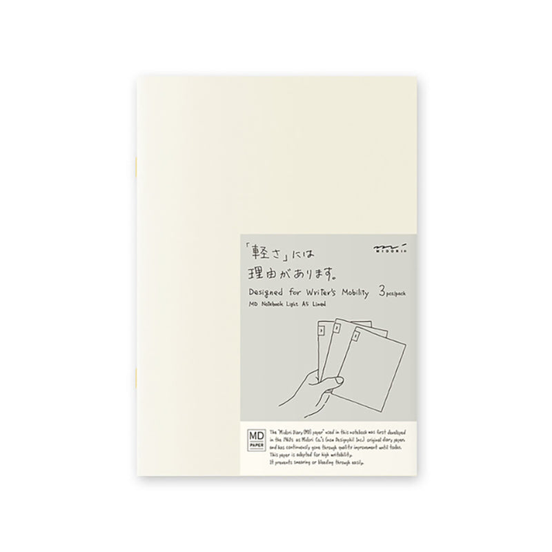 MIDORI MD Notebook Light A5 Blank 3/pk Eng Cap