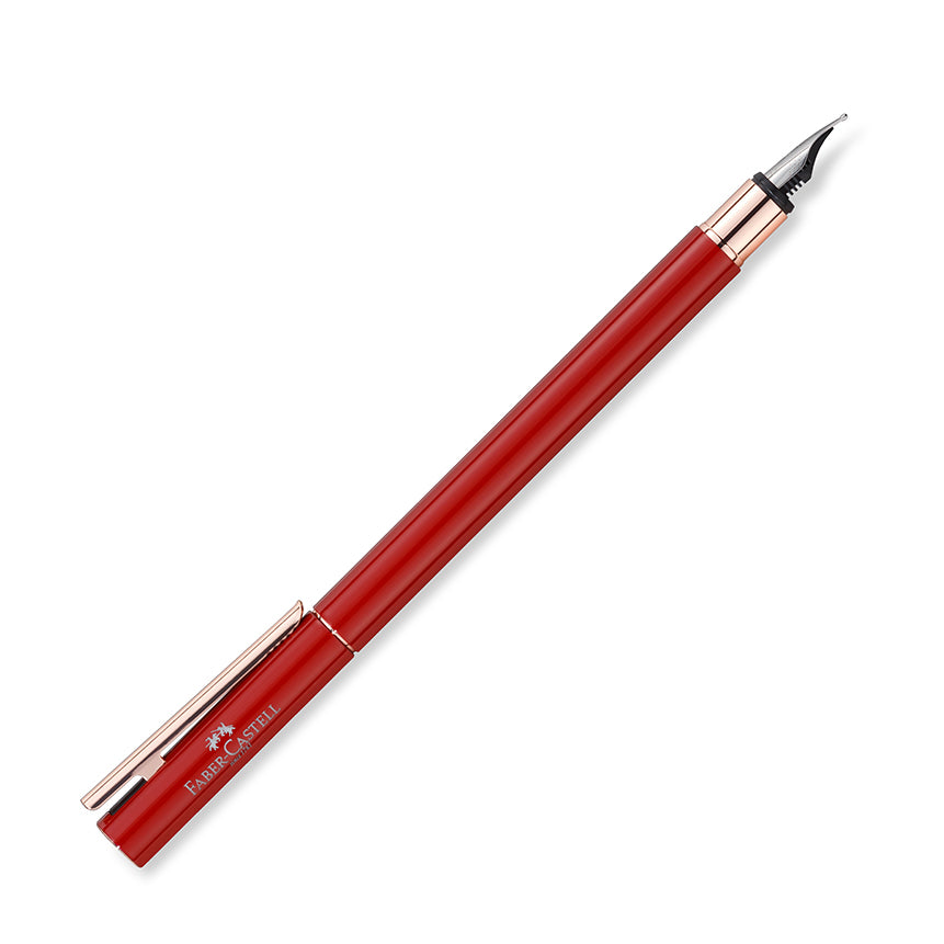 FABER-CASTELL DESIGN Neo Slim Oriental Red/Rose Gold Chrome Fountain Pen-Extra Fine Default Title