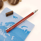 FCD Neo Slim Oriental Red/Shiny Chrome Fountain Pen-Medium