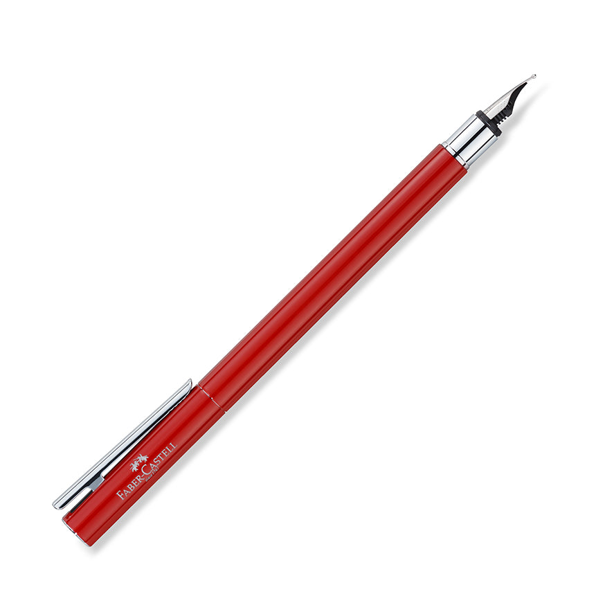 FABER-CASTELL DESIGN Neo Slim Oriental Red/Shiny Chrome Fountain Pen-Extra Fine Default Title