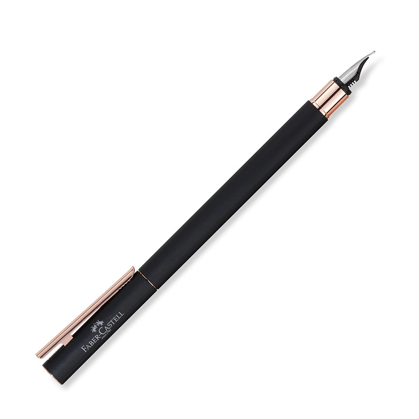 FABER-CASTELL DESIGN Neo Slim Black Matt/Rose Gold Chrome Fountain Pen-Fine Default Title