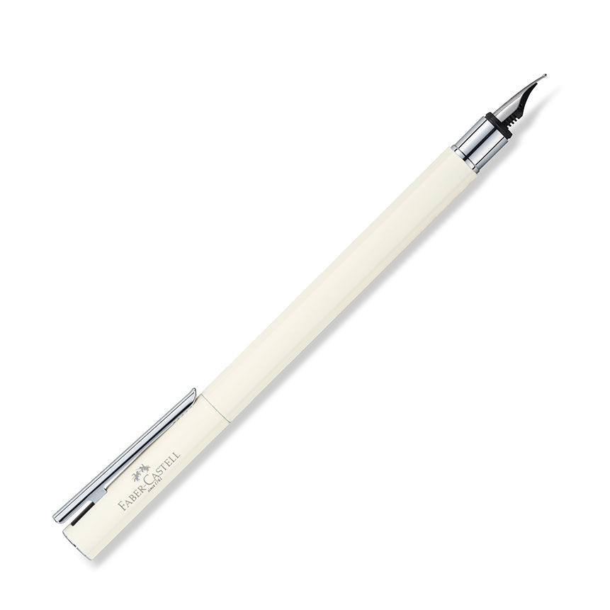 FABER-CASTELL DESIGN Neo Slim Ivory/Shiny Chrome Fountain Pen-Broad Default Title