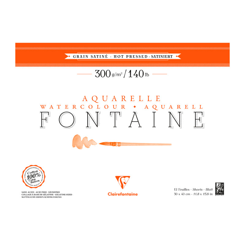 CLAIREFONTAINE Fontaine Pad Hot Pressed 300g 30x40cm 12s Default Title