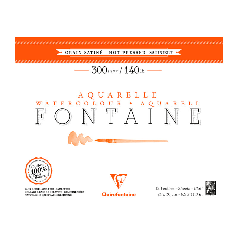 CLAIREFONTAINE Fontaine Pad Hot Pressed 300g 24x30cm 12s Default Title