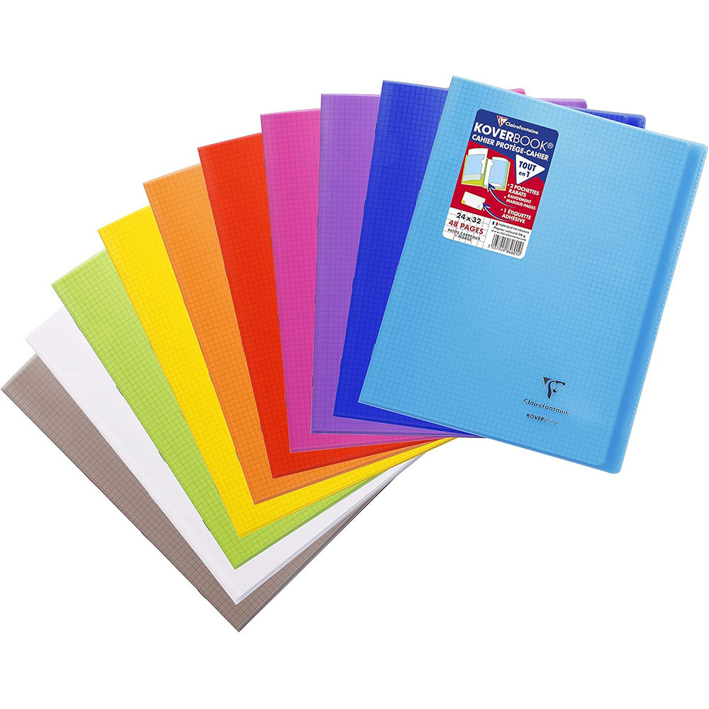 CLAIREFONTAINE Koverbook Trans. PP 24x32cm 48p 5x5 Sq Assorted