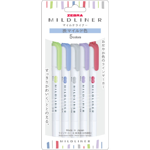 ZEBRA Mildliner Highlighter 5 Col Set WKT7-5C-NC