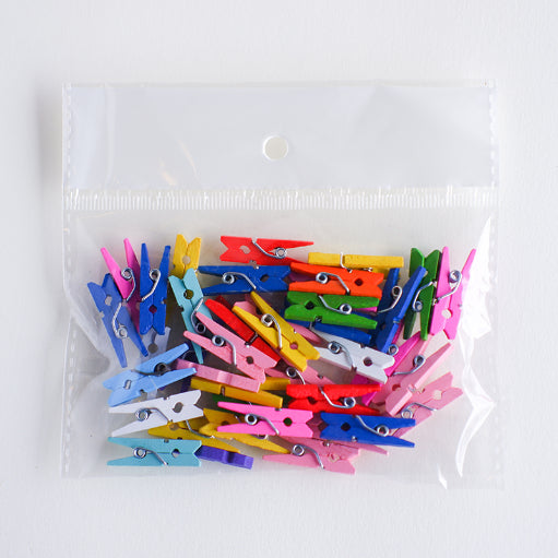 Mini Wooden Clothes Clip-Colour 2.5cm 30s