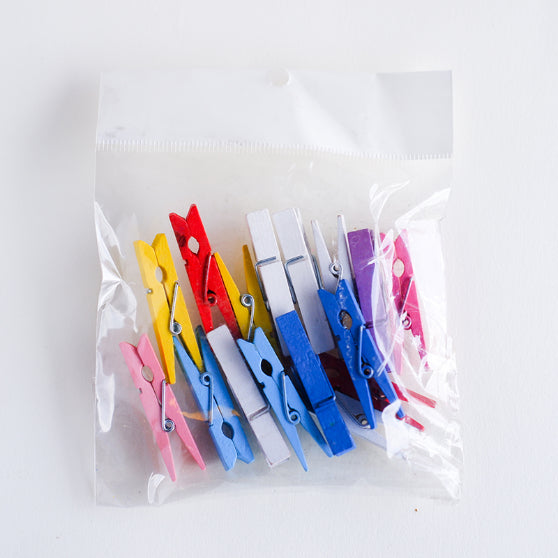 Mini Wooden Clothes Clip-Colour 4.8cm 20s