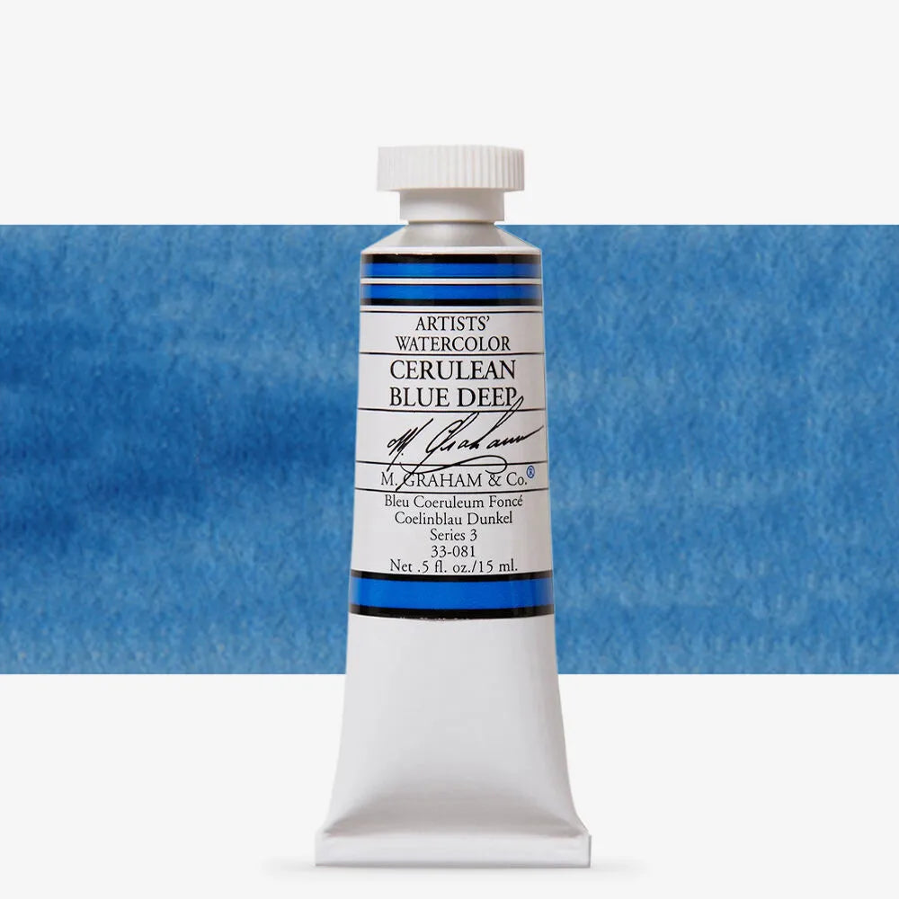 M.Graham 15ml Artists Watercolour 081 Cerulean Blue Deep