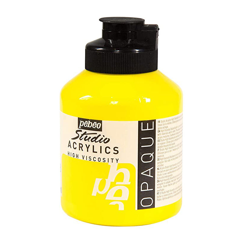 PEBEO Studio Acrylics High Viscosity 500ml Opaque Primary Yellow