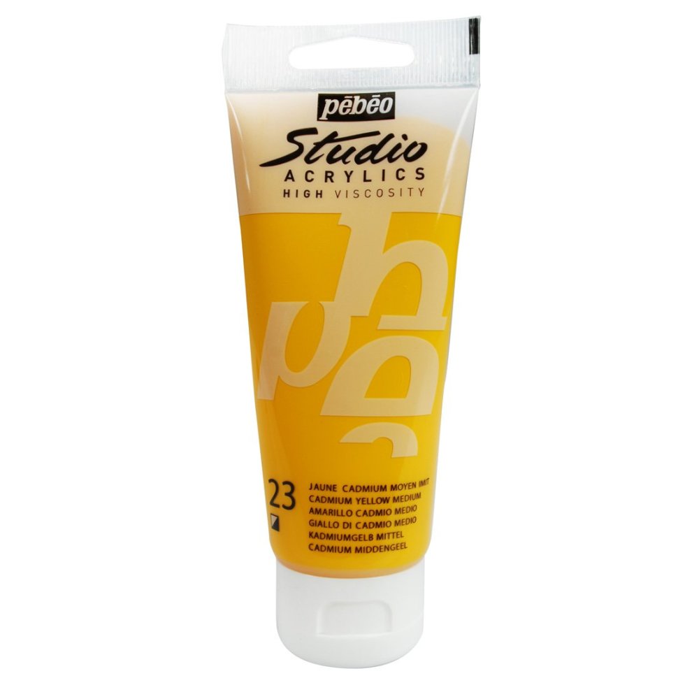PEBEO Studio Acrylics High Viscosity 100ml Medium Cadmium Yellow