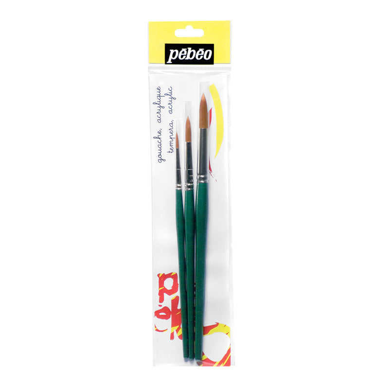 PEBEO Brush Set 3x Round Synthetic #4/8/12