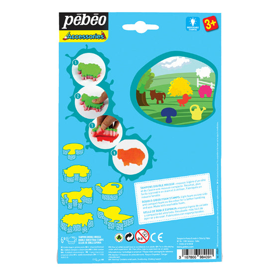 PEBEO Pack of 6 Farm Animals Double Foam Stamps