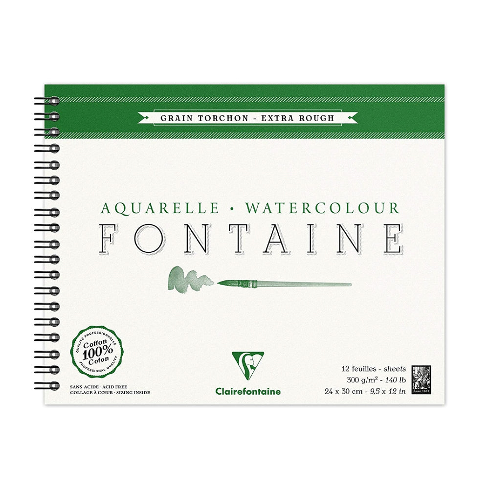 CLAIREFONTAINE Fontaine Wirebound Extra Rough 300g 24x30cm 12s Default Title