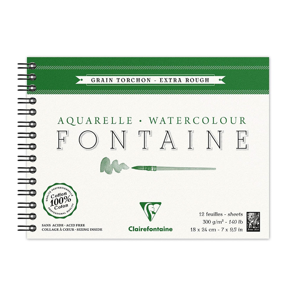 CLAIREFONTAINE Fontaine Wirebound Extra Rough 300g 18x24cm 12s Default Title