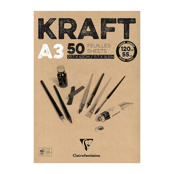 CLAIREFONTAINE Kraft Pad A3 120g 50s Brown Default Title