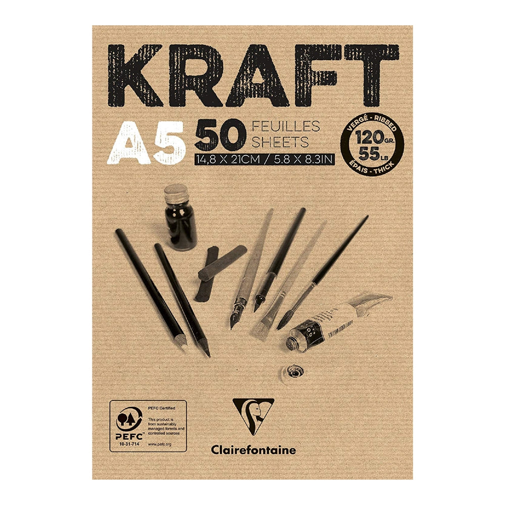 CLAIREFONTAINE Kraft Pad A5 120g 50s Brown Default Title