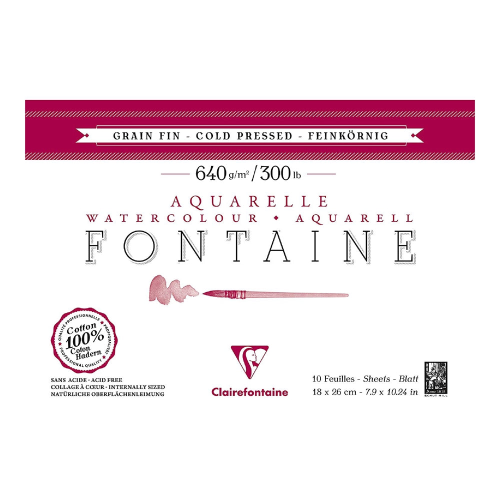 CLAIREFONTAINE Fontaine 4 Sides Cold Pressed 640g 18x26cm 10s Default Title