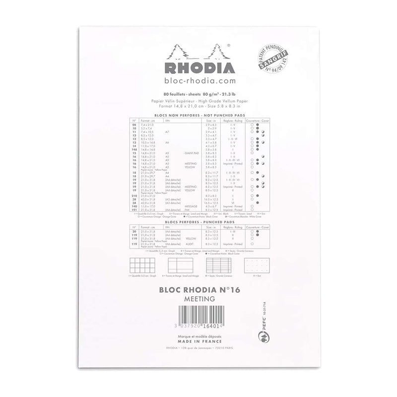 RHODIA Basics Meeting Pad No.16 A5 148x210mm White Default Title