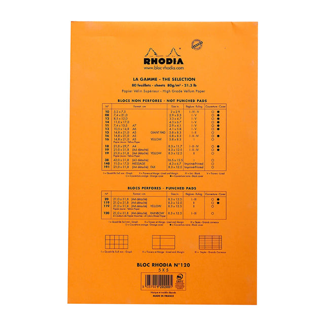 RHODIA Rainbow 210x318mm 5x5 Sq hsp Orange Default Title