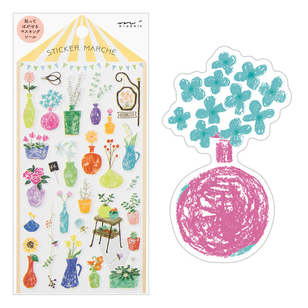 MIDORI Sticker Marché 2376 Flower Vase